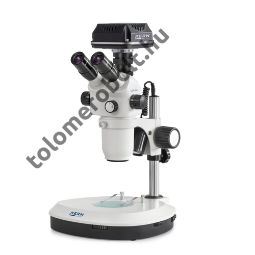KERN Digitális mikroszkóp trinokulár tubus okulár HSWF 10×/∅ 23 mm/ objektív 0,6×-5,5×/ nagyítás: 55x/ LED világitás OZP 558C825
